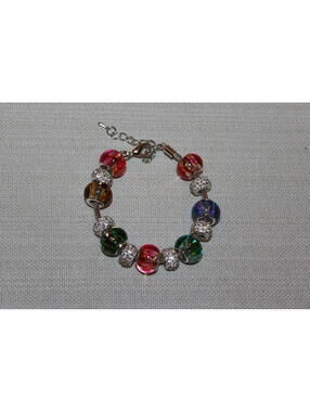 NEW Niss Jewelry Murano Glass and Crystal Multi Color Bead Bracelet